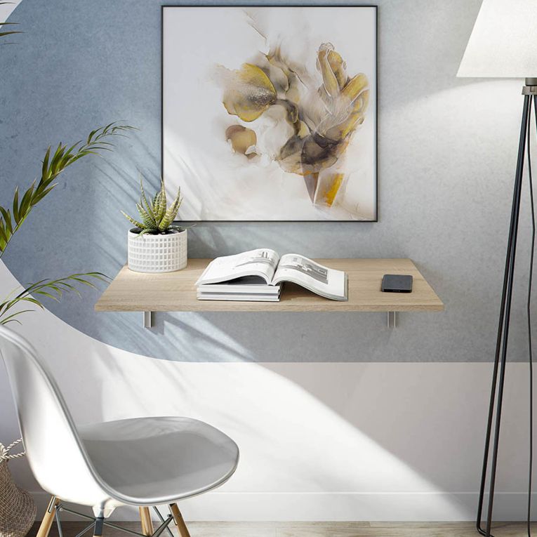 Tavolo a scomparsa Marrone Rovere Bianco un Posto Salvaspazio 78x50x21h cm, Forma Rettangolare - Grandate