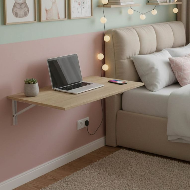 Tavolo a scomparsa Marrone Rovere Bianco un Posto Salvaspazio 78x50x21h cm, Forma Rettangolare - Grandate