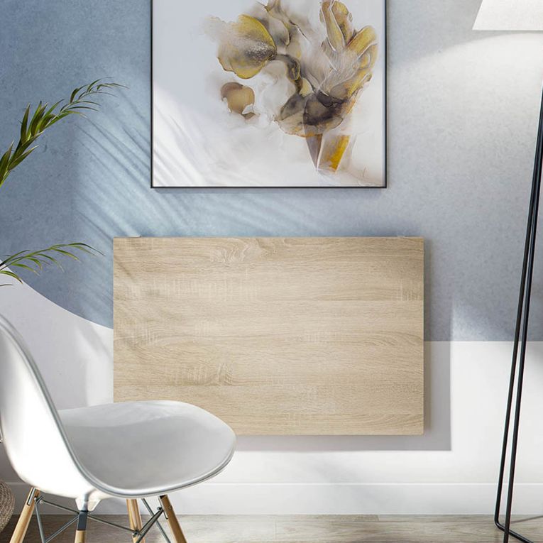 Tavolo a scomparsa Marrone Rovere Bianco un Posto Salvaspazio 78x50x21h cm, Forma Rettangolare - Grandate