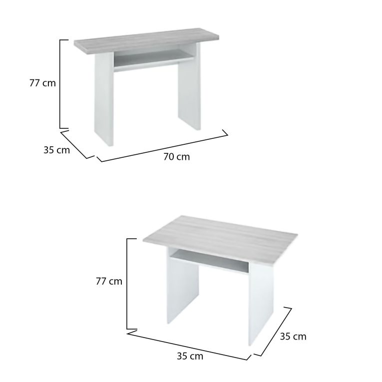 Tavolo allungabile 2-4 posti 120x35cm bianco e cemento - Arila