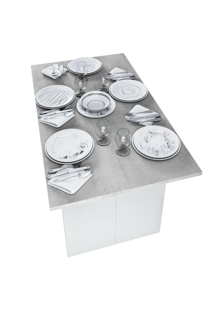 Tavolo allungabile 2-4 posti 120x35cm bianco e cemento - Arila