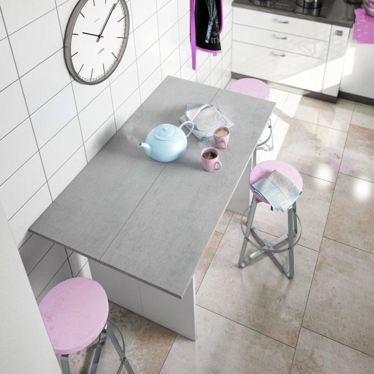 Tavolo allungabile 2-4 posti 120x35cm bianco e cemento - Arila