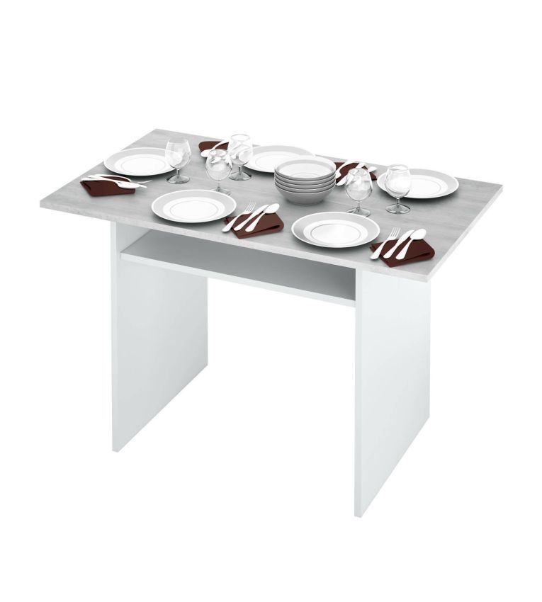 Tavolo allungabile 2-4 posti 120x35cm bianco e cemento - Arila