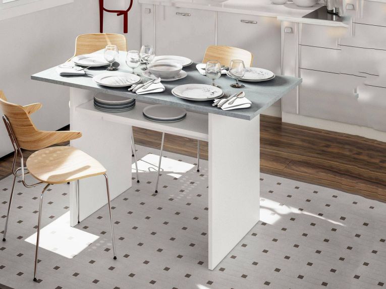 Tavolo allungabile 2-4 posti 120x35cm bianco e cemento - Arila