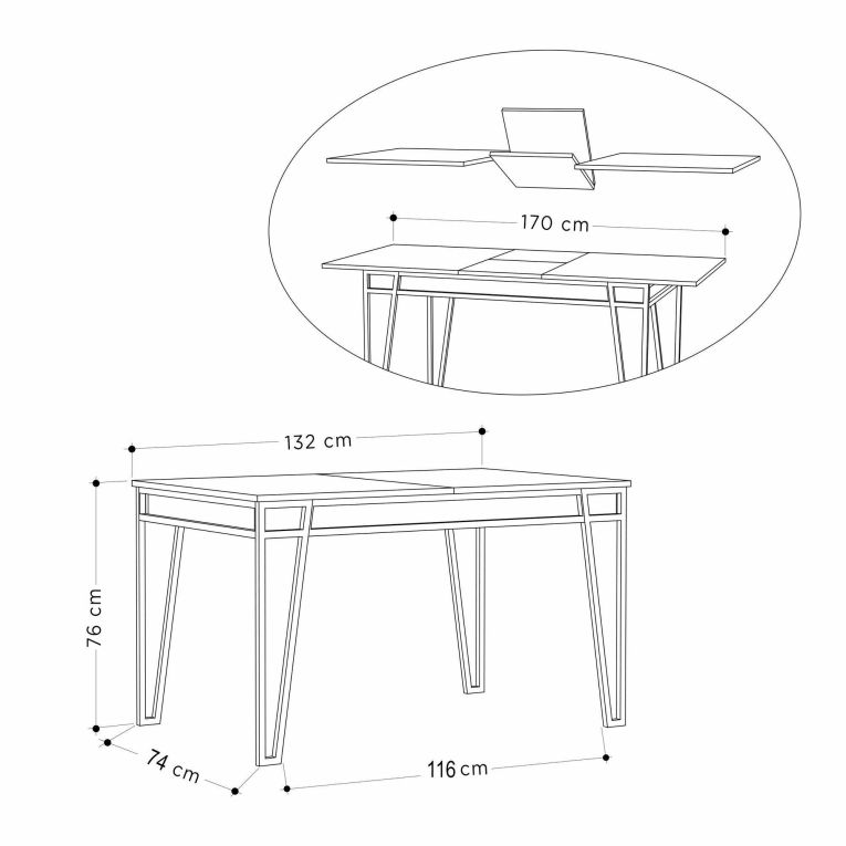 Tavolo allungabile 4-6 posti 170x80cm quercia - Terralba