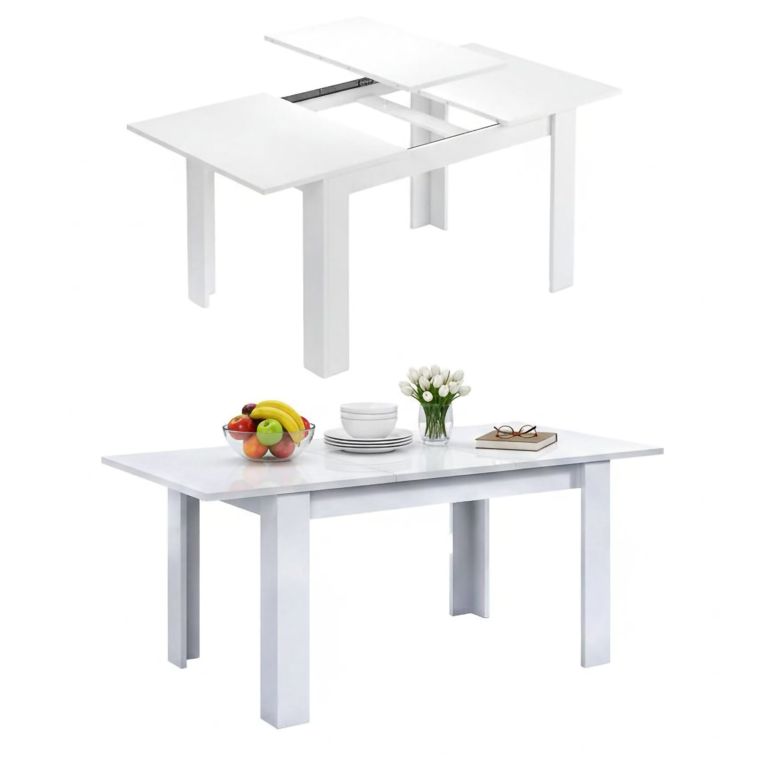 Tavolo allungabile 6-8 posti 140-190x90cm bianco - Abudula