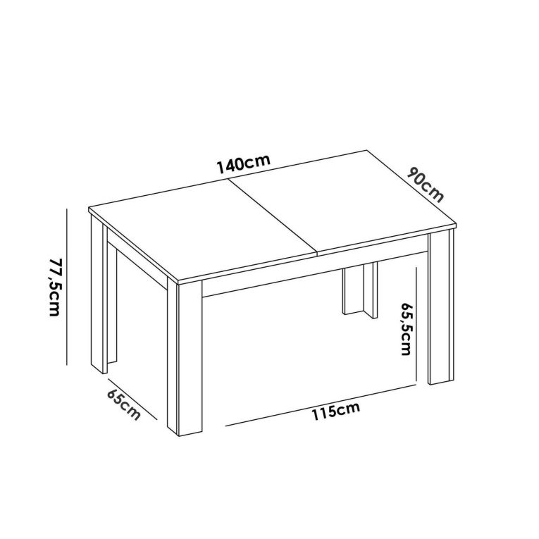 Tavolo allungabile 6-8 posti 140-190x90cm legno - Dencio