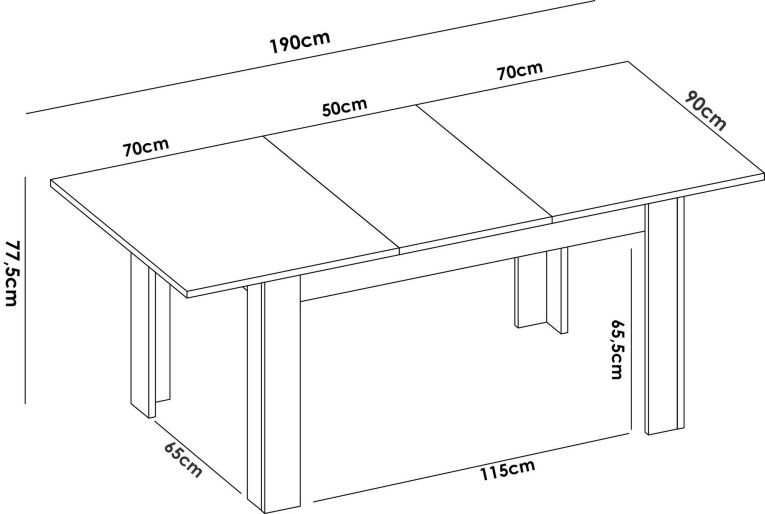 Tavolo allungabile 6-8 posti 140-190x90cm legno - Dencio