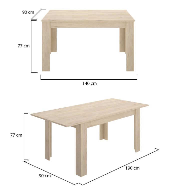 Tavolo allungabile 6-8 posti 140-190x90cm rovere - Dencio