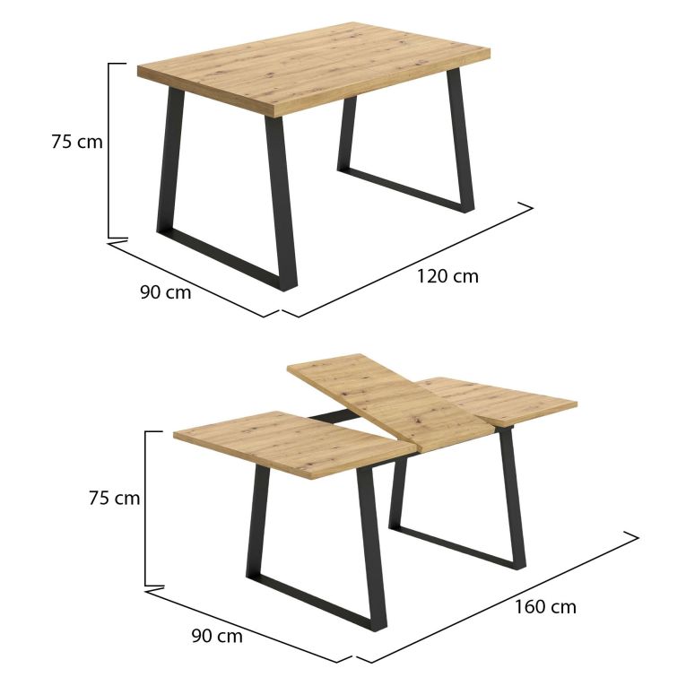 Tavolo allungabile 6-8 posti 160x90cm legno - Aryal
