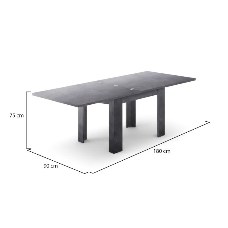 Tavolo allungabile 6-8 posti 90x90cm ardesia - Airin