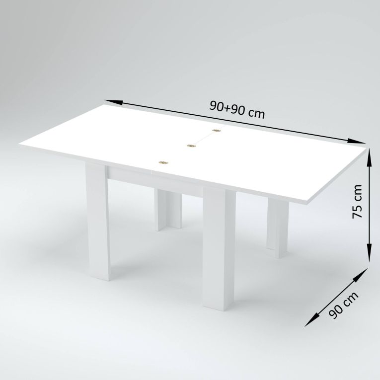 Tavolo allungabile 6-8 posti 90x90cm bianco anticato - Airin