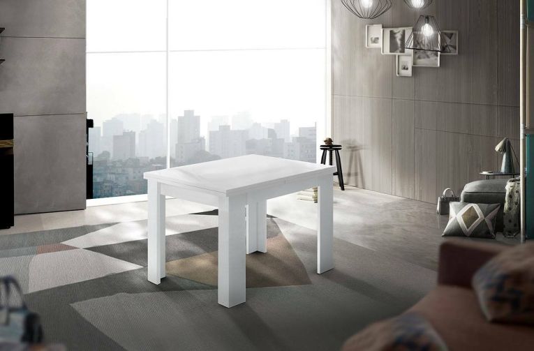 Tavolo allungabile 6-8 posti 90x90cm bianco lucido - Airin