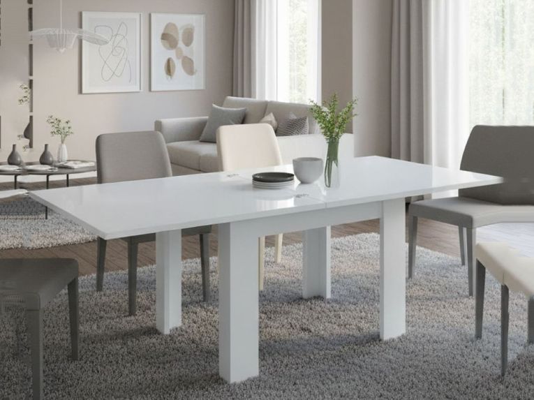 Tavolo allungabile 6-8 posti 90x90cm bianco lucido - Airin