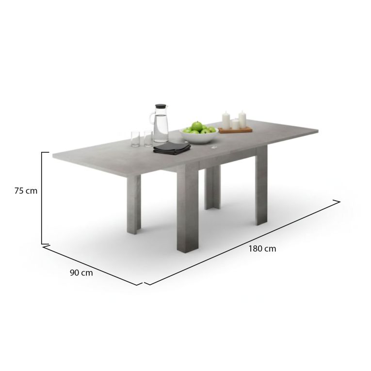 Tavolo allungabile 6-8 posti 90x90cm grigio - Airin
