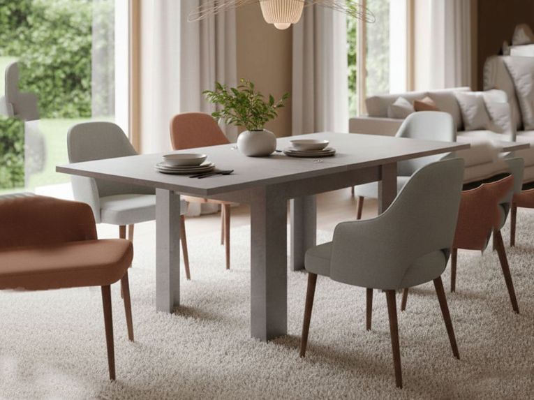 Tavolo allungabile 6-8 posti 90x90cm grigio - Airin