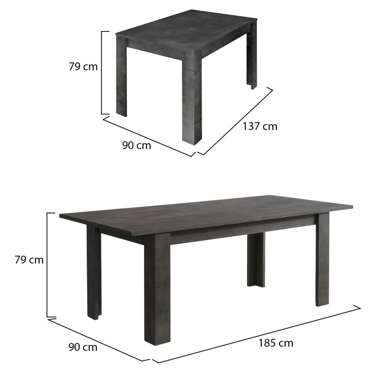 Tavolo allungabile 8-10 posti 137x90cm ardesia - Takumi
