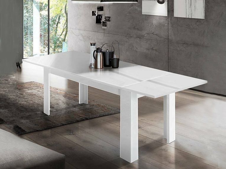 Tavolo allungabile 8-10 posti 140-190x90cm bianco lucido - Arizon