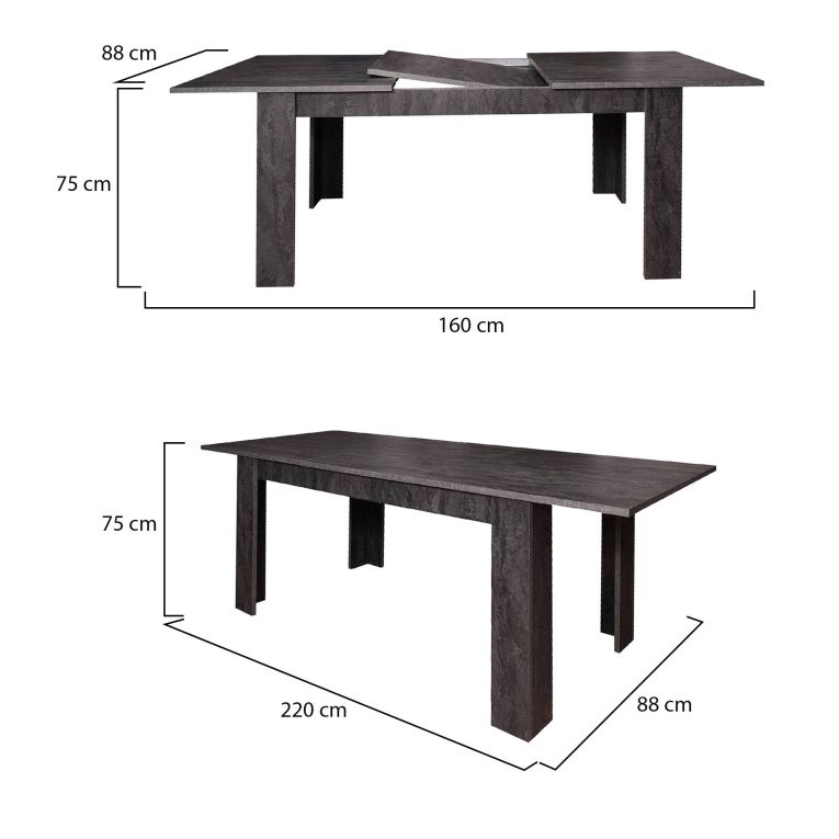 Tavolo allungabile 8-10 posti 160-220x88cm grigio - Artino