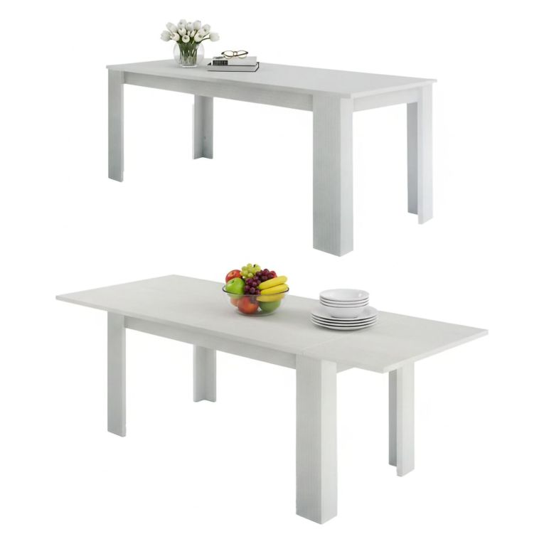 Tavolo allungabile 8-12 posti 160-210x90cm bianco anticato -Agenore