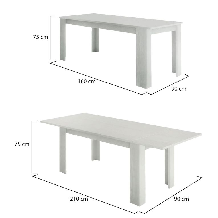 Tavolo allungabile 8-12 posti 160-210x90cm bianco anticato -Agenore