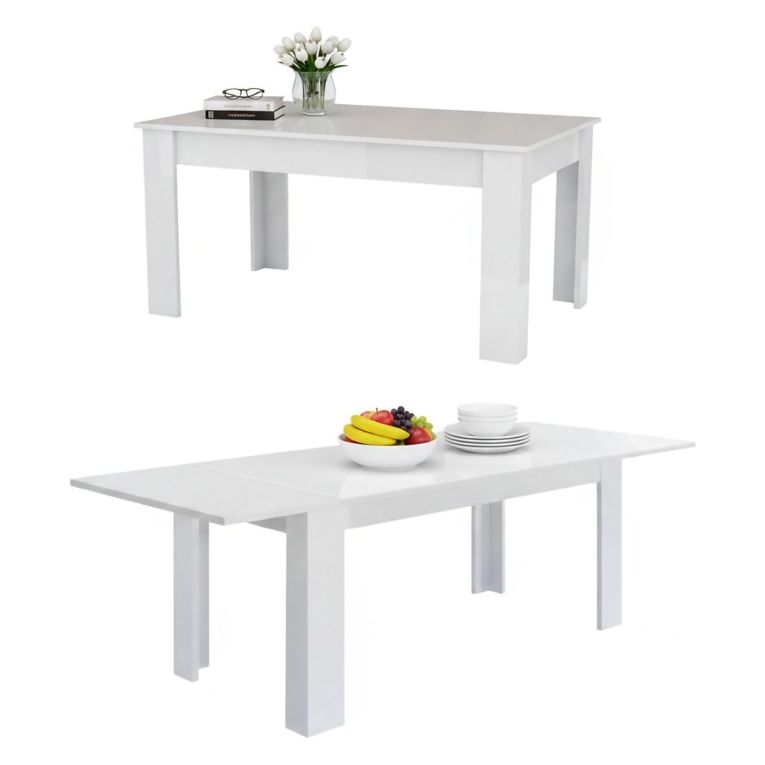 Tavolo allungabile 8-12 posti 160-210x90cm bianco lucido -Agenore