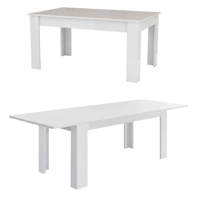 Tavolo allungabile 8-12 posti 160-210x90cm bianco lucido -Agenore