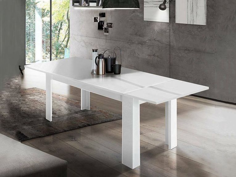 Tavolo allungabile 8-12 posti 160-210x90cm bianco lucido -Agenore