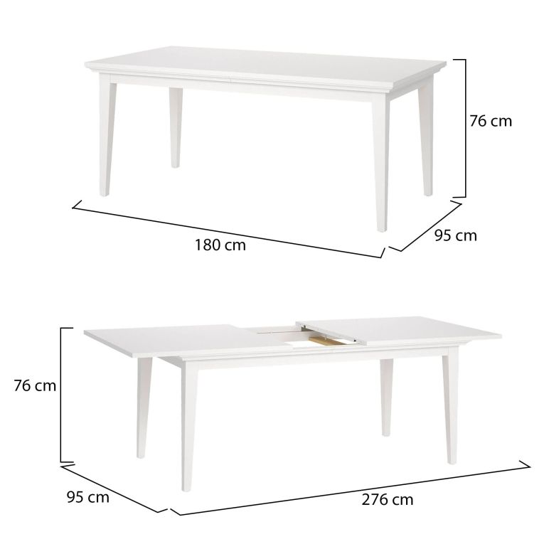 Tavolo allungabile 8-12 posti 180x95cm bianco - Arvier