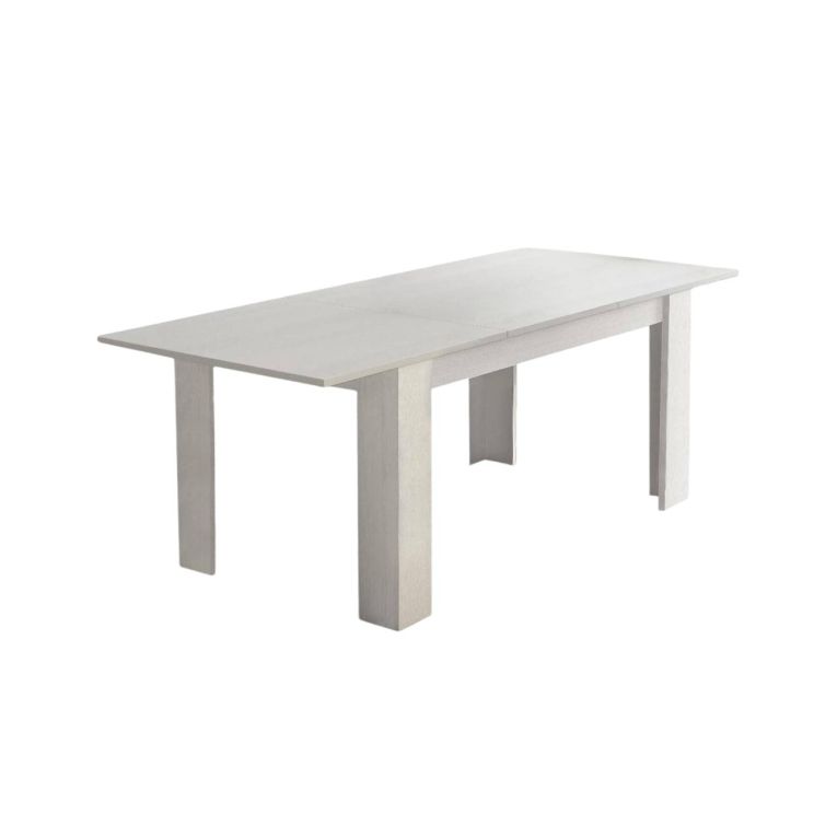 Tavolo allungabile Albatera, Consolle allungabile, Tavolo da pranzo allungabile, Consolle estensibile da cucina, 160-220x88h75 cm, Bianco