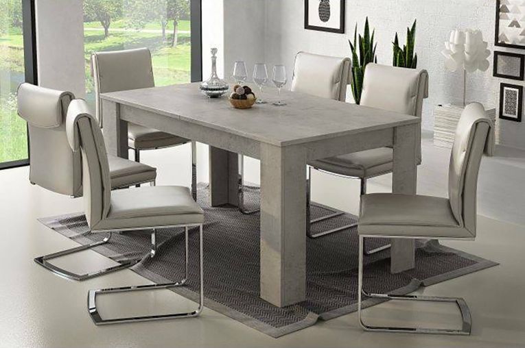 Tavolo allungabile Albatera, Consolle allungabile, Tavolo da pranzo allungabile, Consolle estensibile da cucina, 160-220x88h75 cm, Cemento