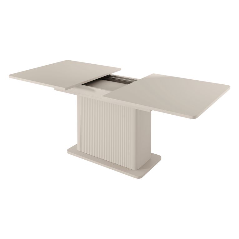 Tavolo Allungabile Beige 8 Posti Allungabile 160x90x75h cm, Meccanismo Estensione Allunga Centrale - Kariteni