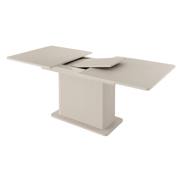 Tavolo Allungabile Beige 8 Posti Allungabile 160x90x75h cm, Meccanismo Estensione Allunga Centrale - Kariteni