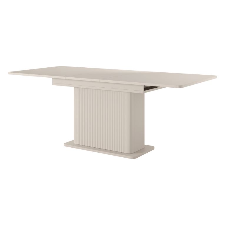 Tavolo Allungabile Beige 8 Posti Allungabile 160x90x75h cm, Meccanismo Estensione Allunga Centrale - Kariteni