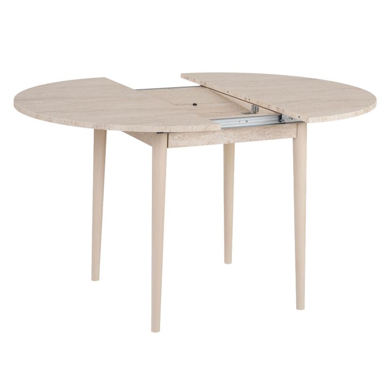 Tavolo Allungabile Beige Marmo 6 Posti Allungabile 100x100x75h cm, Meccanismo Estensione Allunga Centrale - Bee