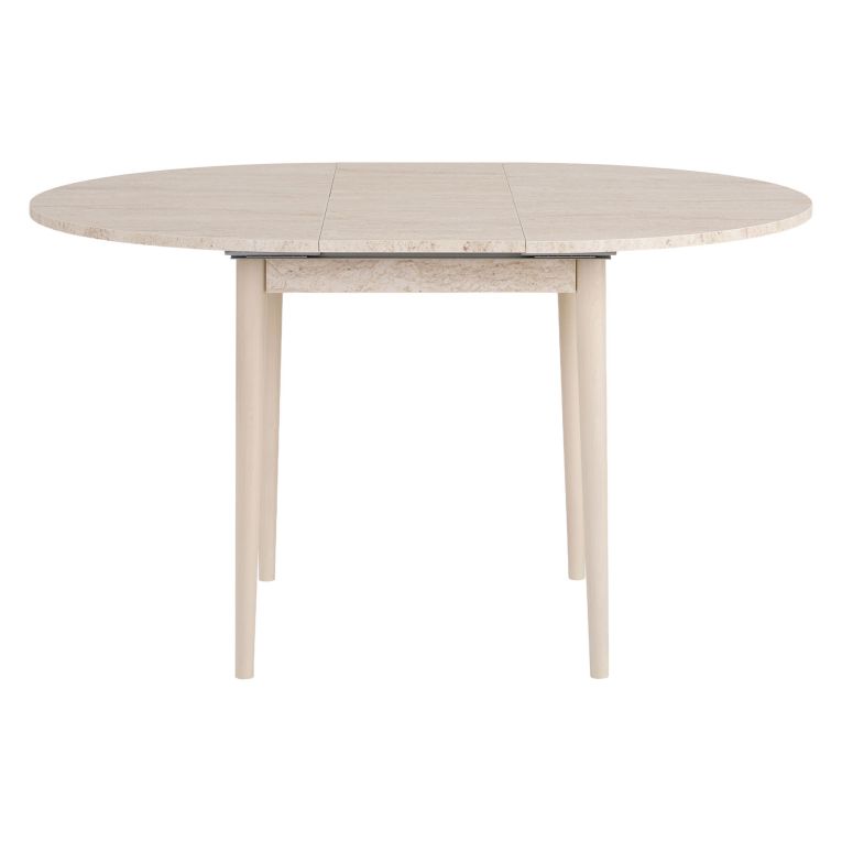 Tavolo Allungabile Beige Marmo 6 Posti Allungabile 100x100x75h cm, Meccanismo Estensione Allunga Centrale - Bee