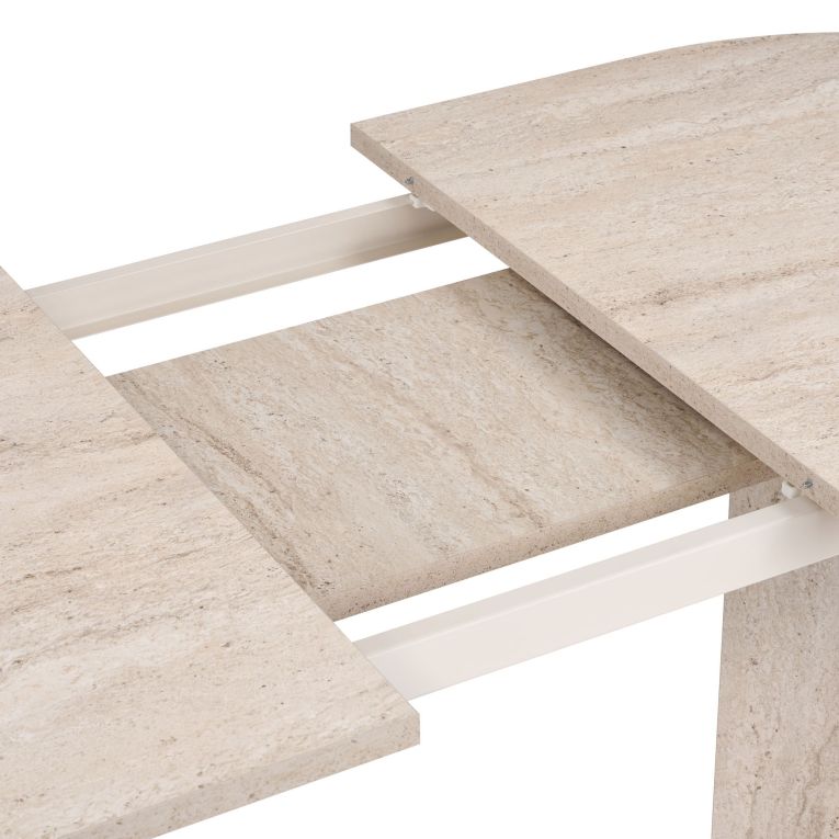 Tavolo Allungabile Beige Marmo 6 Posti Allungabile 160x90x75h cm, Meccanismo Estensione Allunga Centrale - Noba