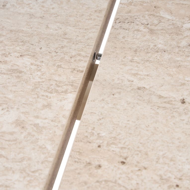 Tavolo Allungabile Beige Marmo 6 Posti Allungabile 160x90x75h cm, Meccanismo Estensione Allunga Centrale - Noba
