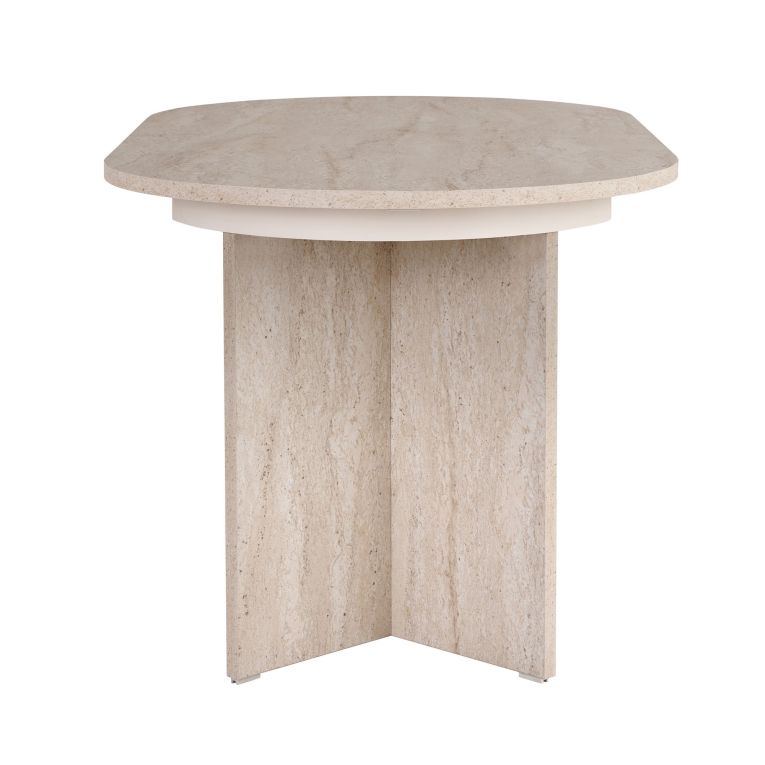 Tavolo Allungabile Beige Marmo 6 Posti Allungabile 160x90x75h cm, Meccanismo Estensione Allunga Centrale - Noba
