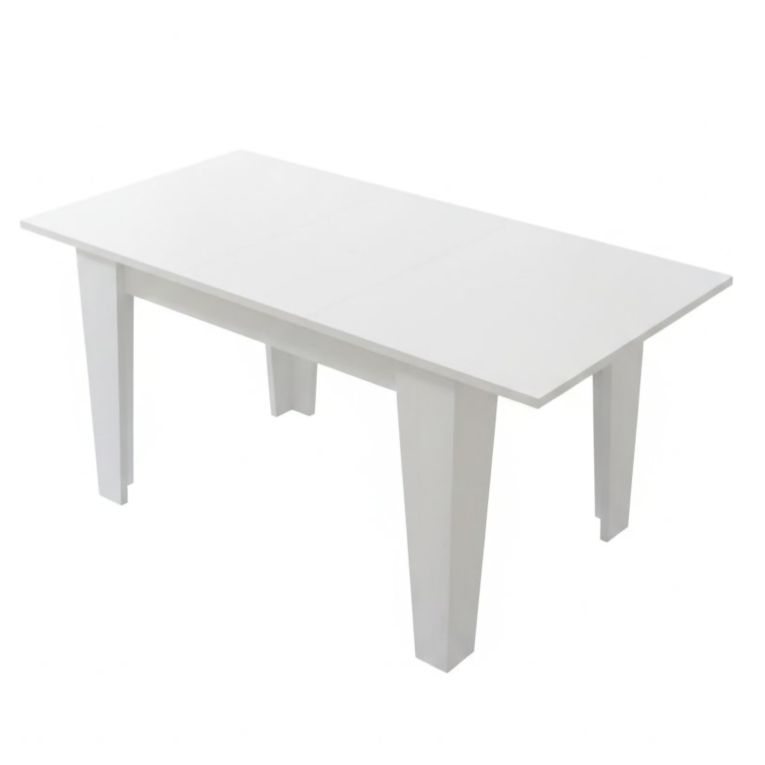 Tavolo Allungabile Bianco Allungabile Meccanismo Estensione Allunga Centrale 160x80x78h cm, Lunghezza Massima 160 cm - Pizzoli