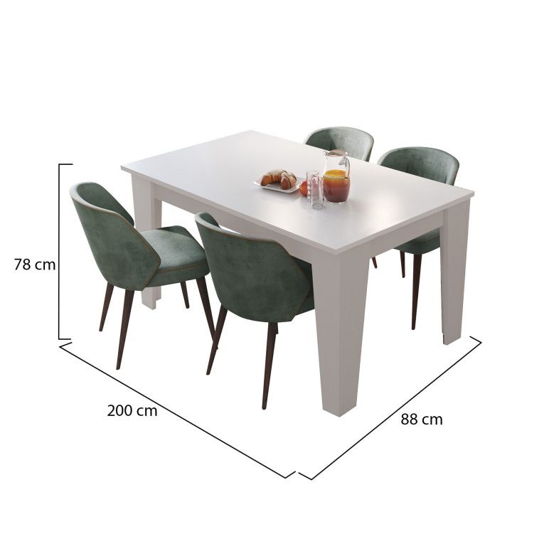 Tavolo Allungabile Bianco Allungabile Meccanismo Estensione Allunga Centrale 200x88x78h cm, Lunghezza Massima 200 cm - Salmour