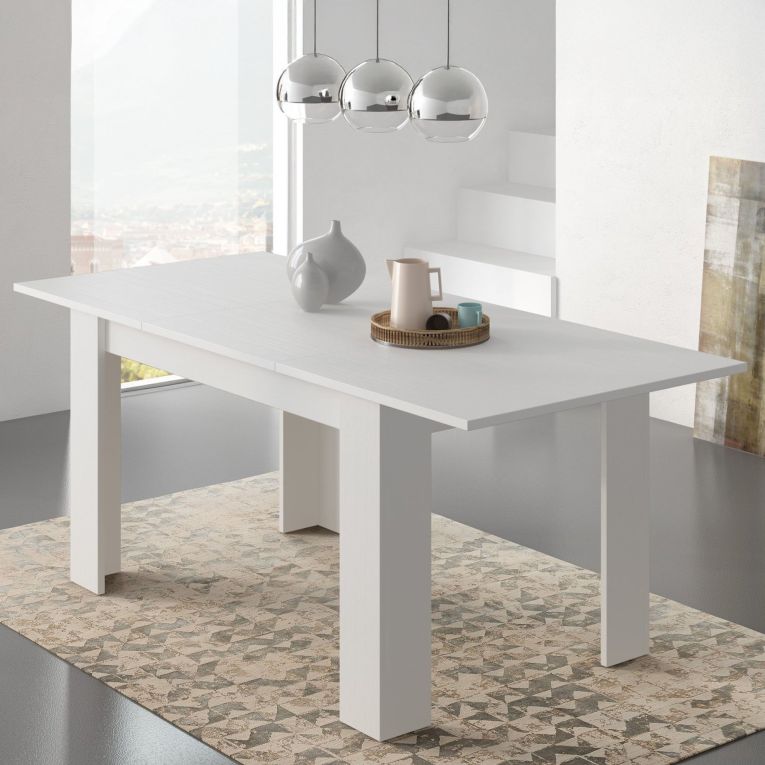 Tavolo Allungabile Bianco Allungabile Meccanismo Estensione Allunga Centrale 200x90x75h cm, Lunghezza Massima 200 cm - Marene