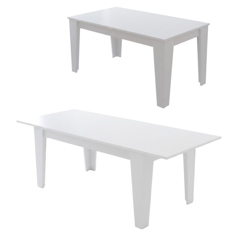 Tavolo Allungabile Bianco Allungabile Meccanismo Estensione Allunga Centrale 220x88x78h cm, Lunghezza Massima 220 cm - Sassetta