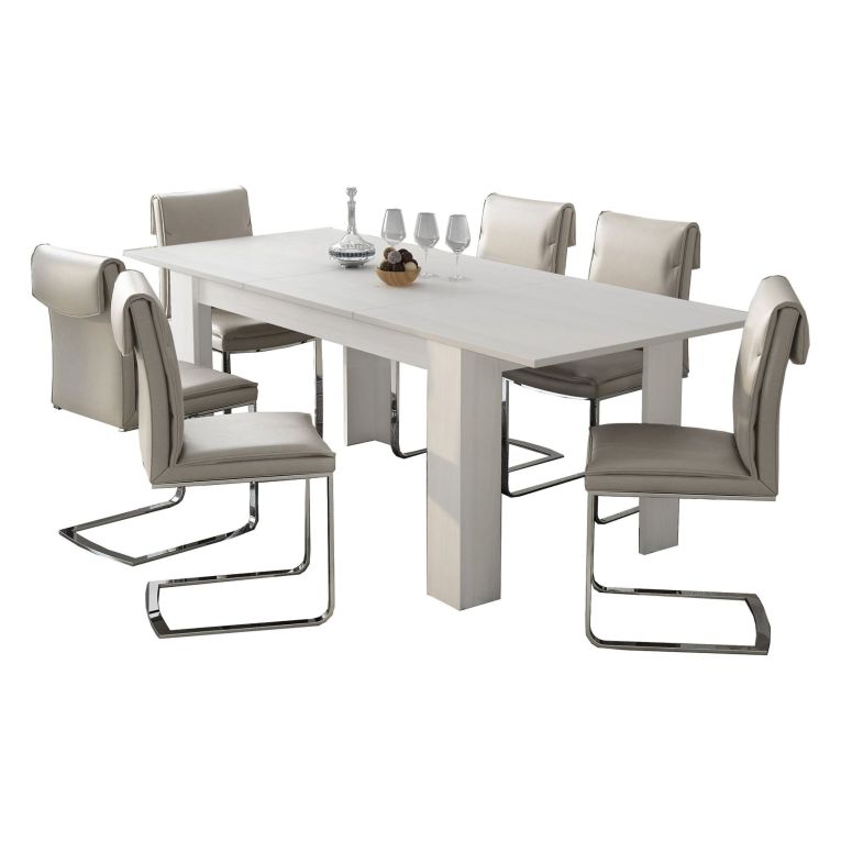 Tavolo Allungabile Bianco Allungabile Meccanismo Estensione Allunga Centrale 220x90x75h cm, Lunghezza Massima 220 cm - Campora