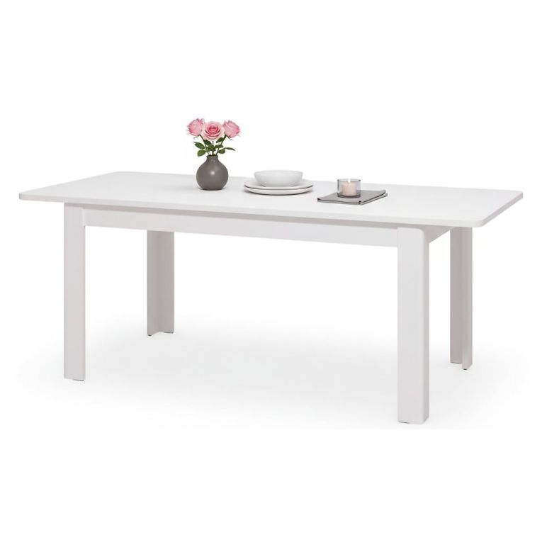 Tavolo Allungabile Bianco Lucido 8 Posti Allungabile 160x90.5x76.5h cm, - Colosimi