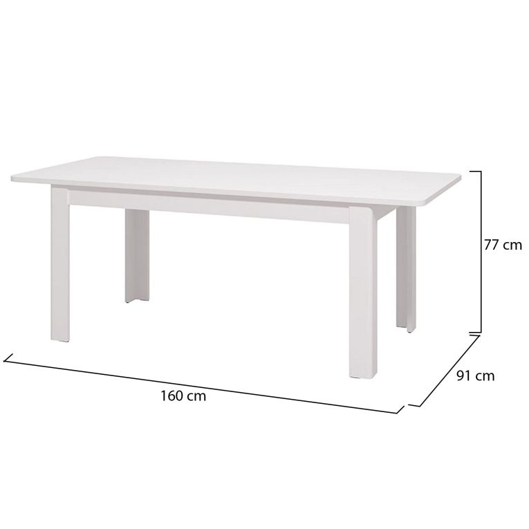 Tavolo Allungabile Bianco Lucido 8 Posti Allungabile 160x90.5x76.5h cm, - Colosimi