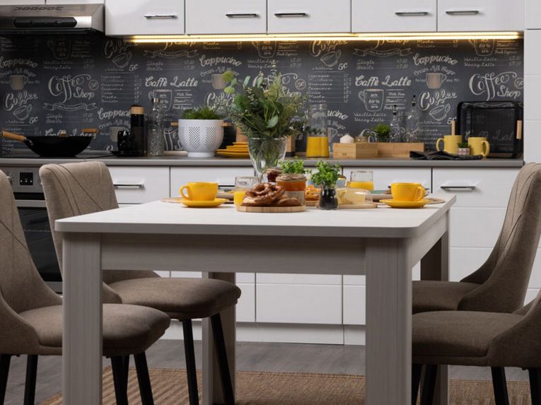 Tavolo Allungabile Bianco Lucido 8 Posti Allungabile 160x90.5x76.5h cm, - Colosimi