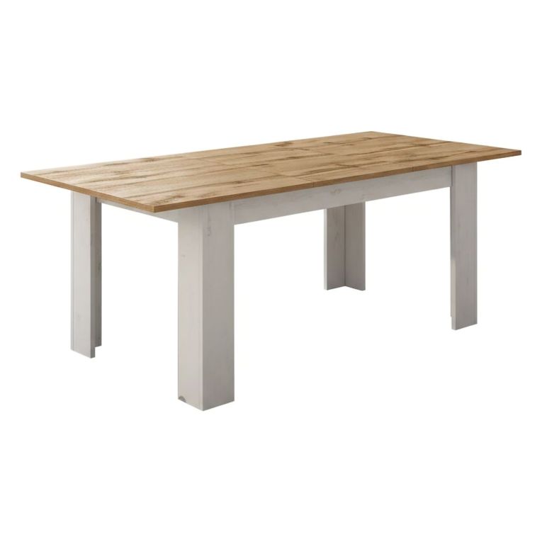 Tavolo Allungabile Bianco Marrone Rovere Allungabile Meccanismo Estensione Allunga Centrale 220x90x75h cm - Campora