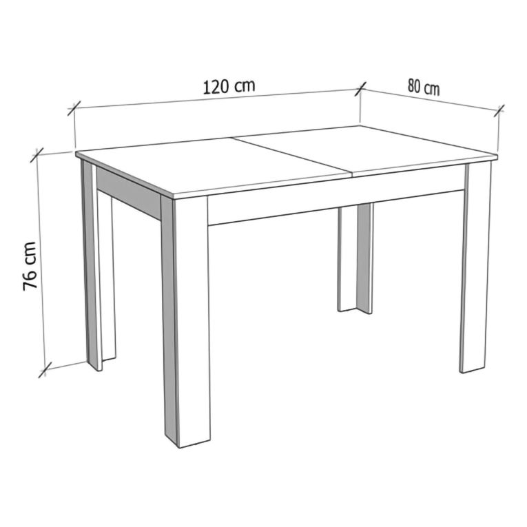 Tavolo Allungabile Bianco Opaco 8 Posti Allungabile 120x80x76h cm, Meccanismo Estensione Allunga Centrale - Marudo