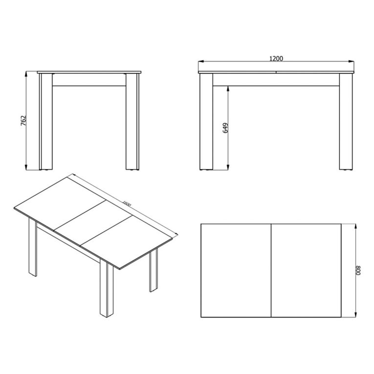 Tavolo Allungabile Bianco Opaco 8 Posti Allungabile 120x80x76h cm, Meccanismo Estensione Allunga Centrale - Marudo
